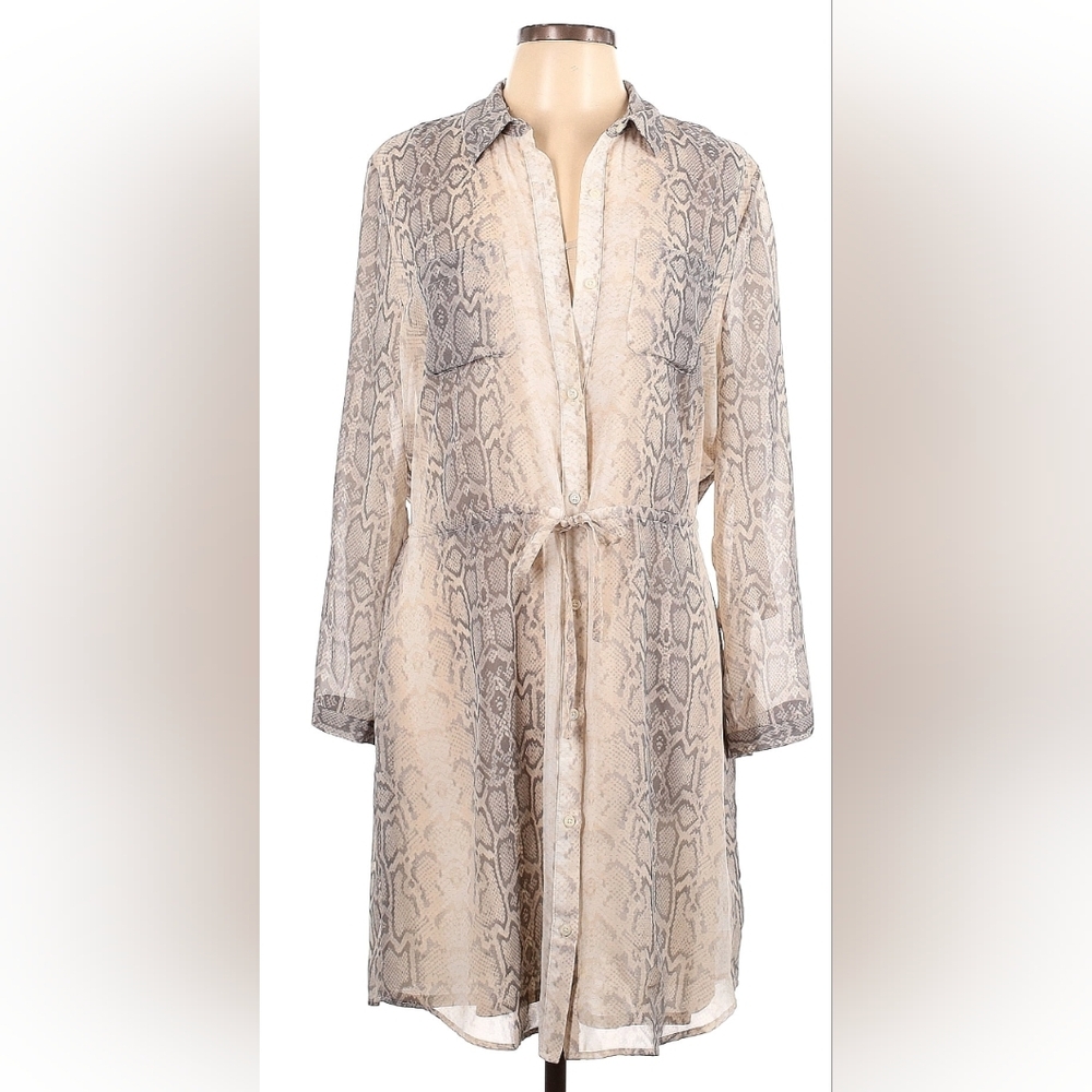 5/$25 Old Navy Snake Skin Print Button Front Drawstring Waist Shirt Dress